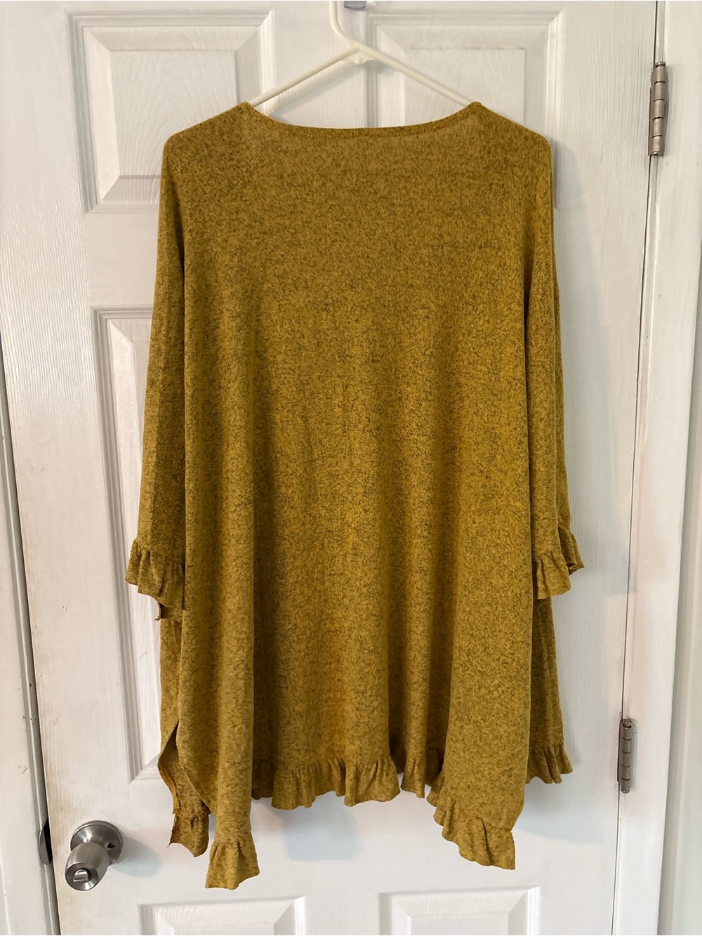 Mustard Ruffle Hem Open Front Cardigan Size M - Picture 6 of 13